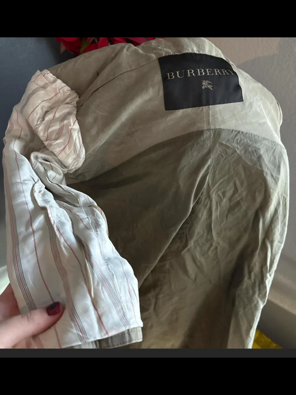 Burberry Taupe Silk Pleated Double-Breasted Trench Coat - Picture 5 of 8